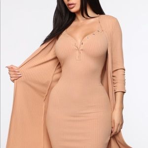 Malia ribbed dress set - Taupe